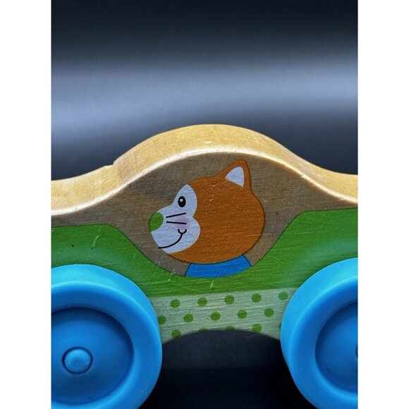 Melissa and Doug Stackable Car Wooden Toy orange cat driver blue wheels 4” - Picture 8 of 15